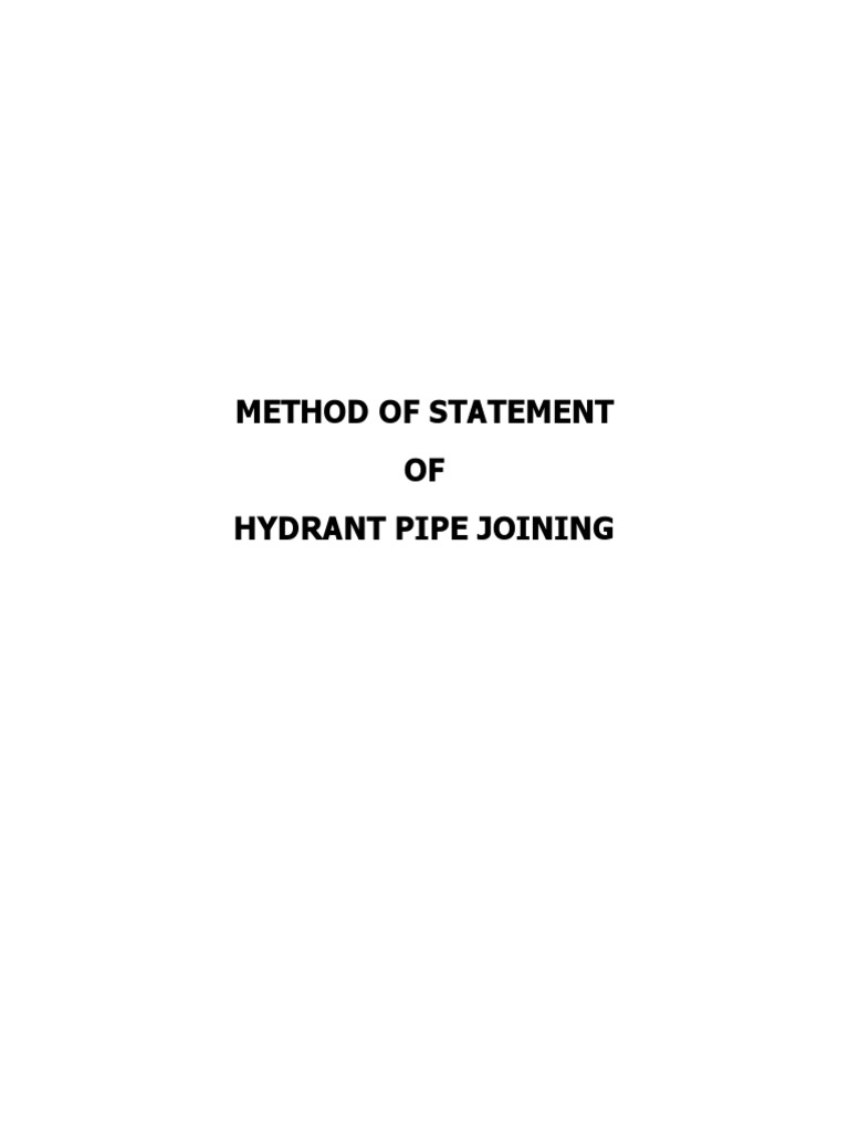 Method and Procedures for Joining Underground Hydrant Pipes Through