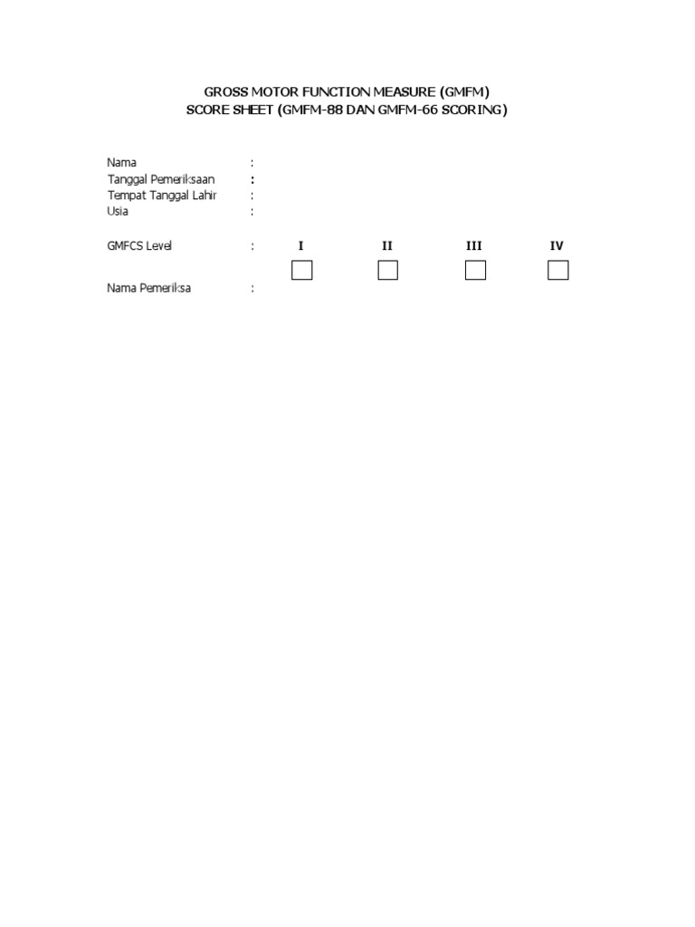 Gross Motor Function Measure | PDF