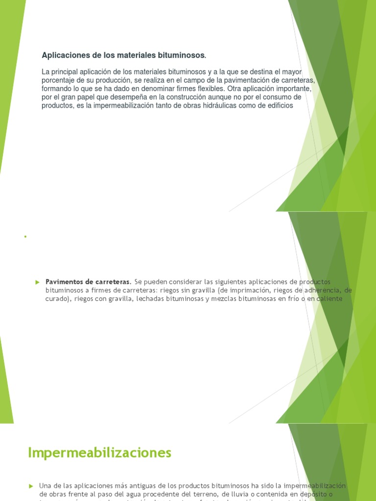 Aplicaciones de Los Materiales Bituminosos Diapositivas | PDF | Cemento ...