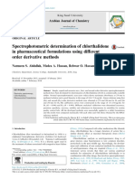 Spectrophotometric Determination of Chlorthalidone in Pharmaceutical Formulations Using Different Order Derivative Methods