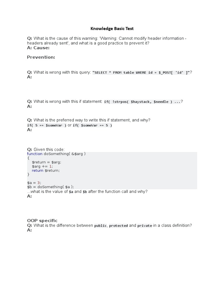 Knowledge Basic Test: Headers Already Sent', and What Is A Good ...