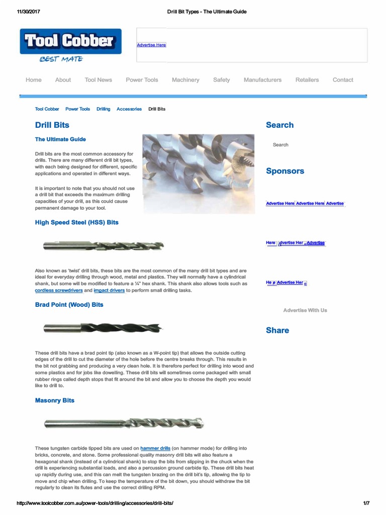 Drill Bit Types The Ultimate Guide Pdf Drilling Drill