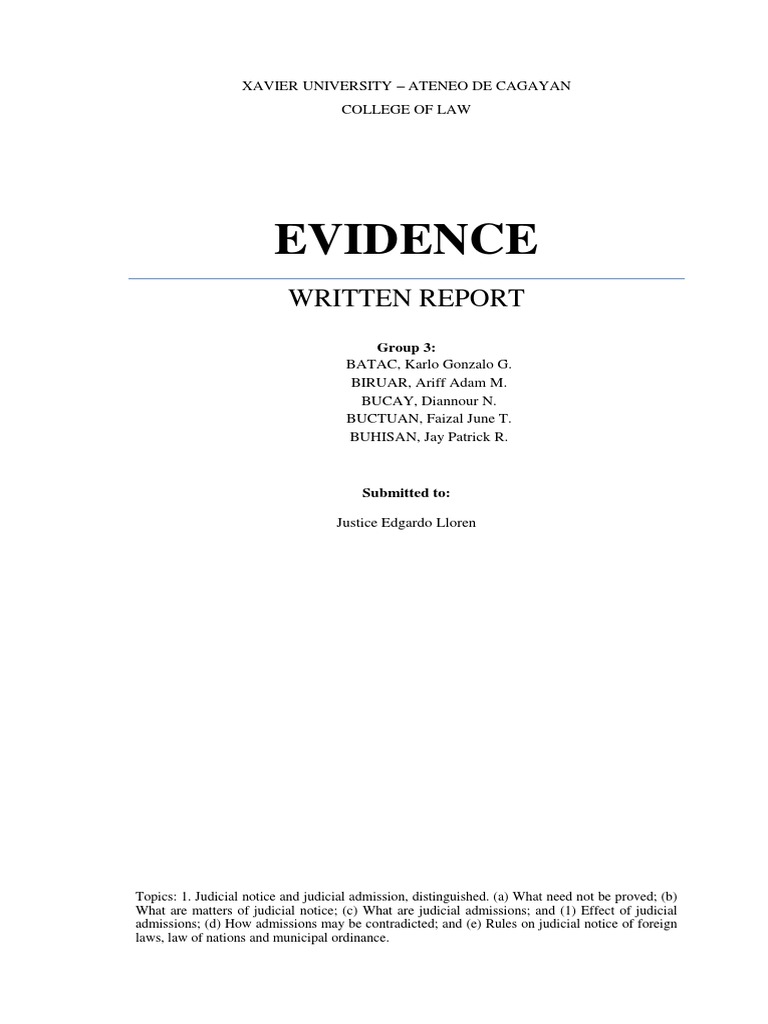 Judicial Notice v. Judicial Admission Judicial Notice Evidence (Law)