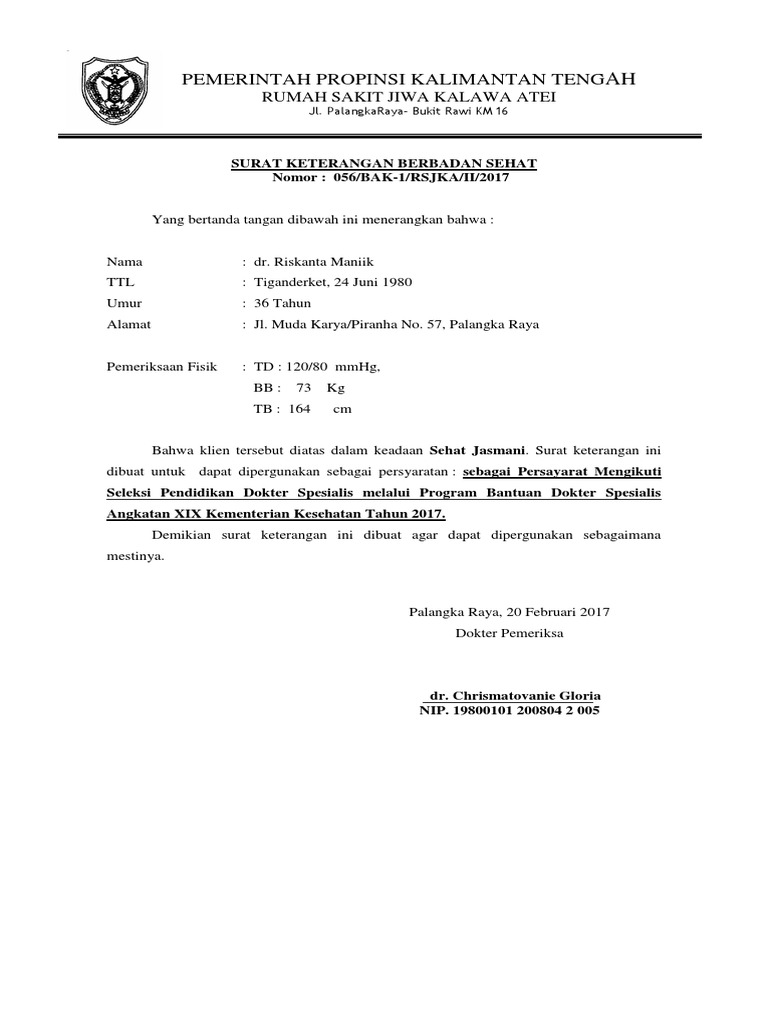 Surat Keterangan Sehat Pdf