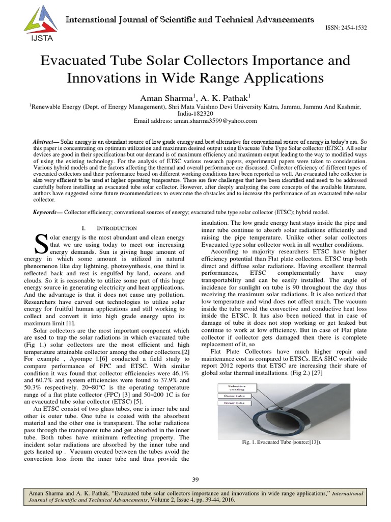 Evacuated Tube Solar Collectors Importance and | PDF | Solar Energy ...