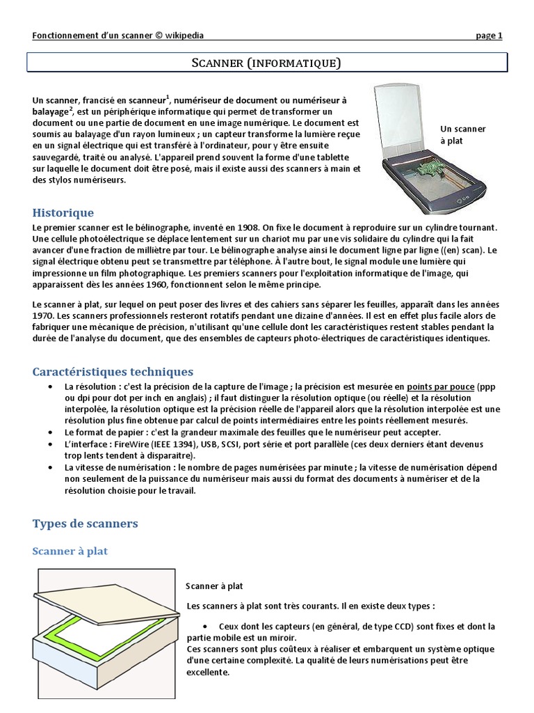 Scanners Types and Caracteres | PDF | Scanner (informatique ...