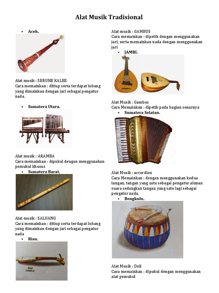 Koleksi Terpopuler Gambar Alat Musik Tradisional Beserta Asalnya