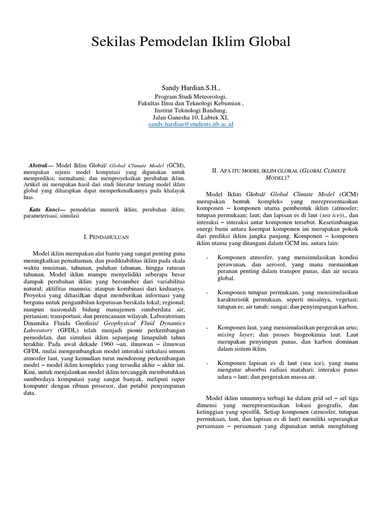 Sekilas Pemodelan Iklim Global | PDF | Sains & Matematika | Teknologi ...