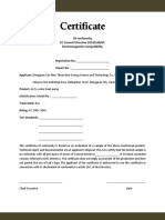 Conformity Certificate Template