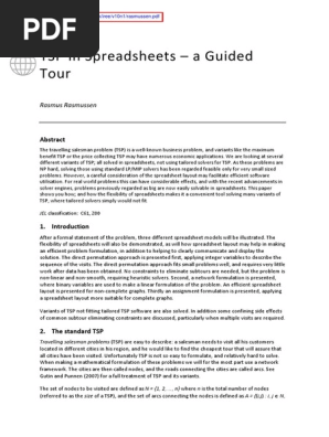 TSP in Spreadsheets