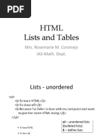 2 - HTML-lists and Tables