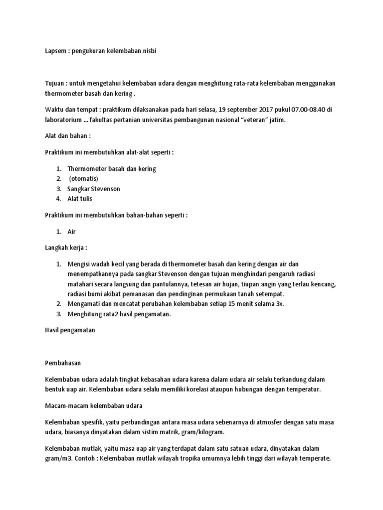 Lapsem Pengukuran Kelembaban Nisbi Pdf