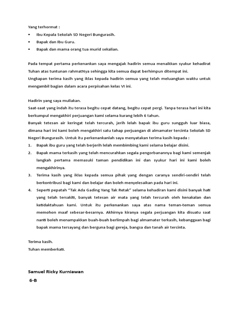 Pidato Perpisahan Kristen