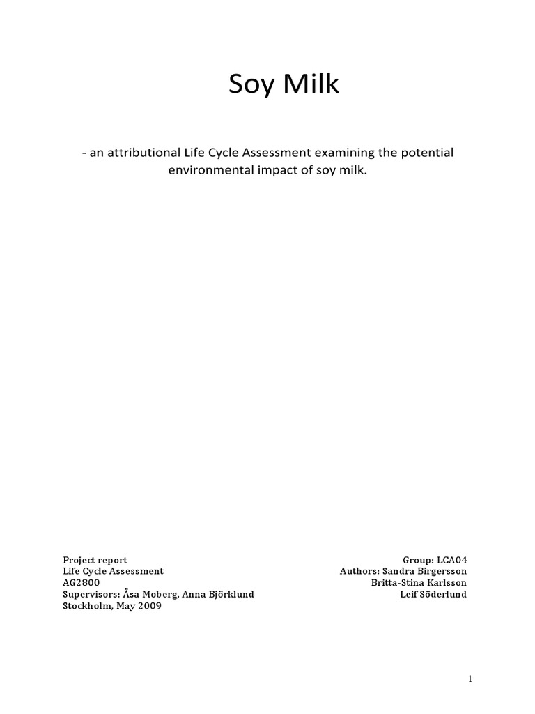 Environmental Impact of Soy Milk | PDF | Soybean | Greenhouse Gas