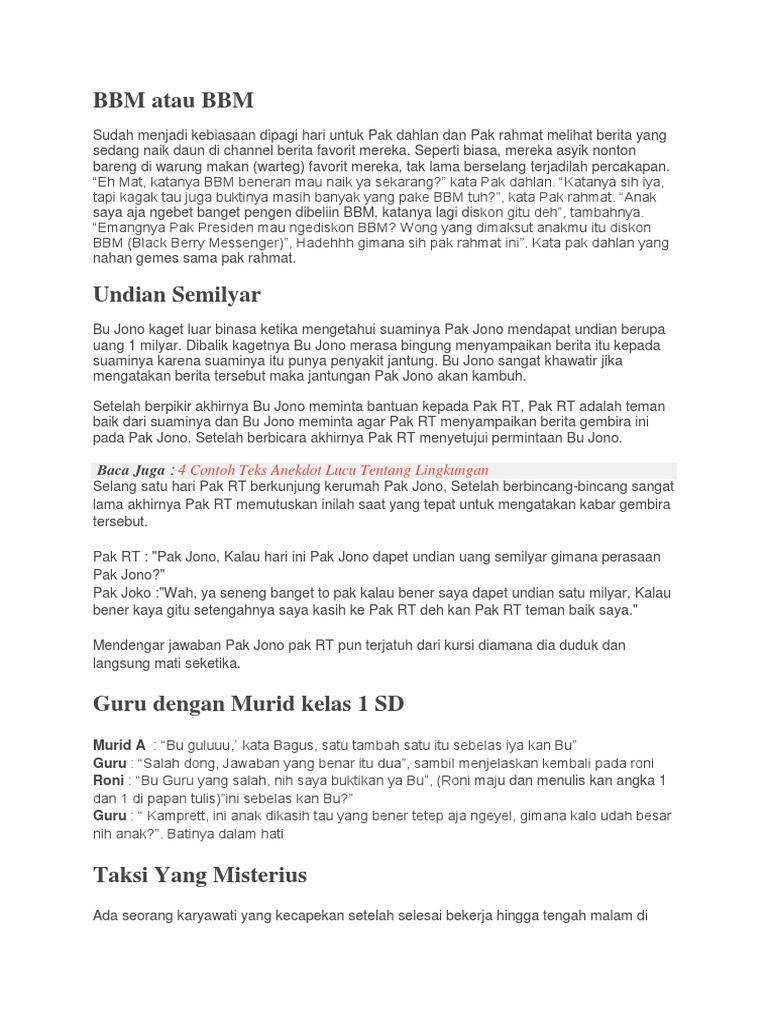 Contoh Anekdot Contoh Anekdot