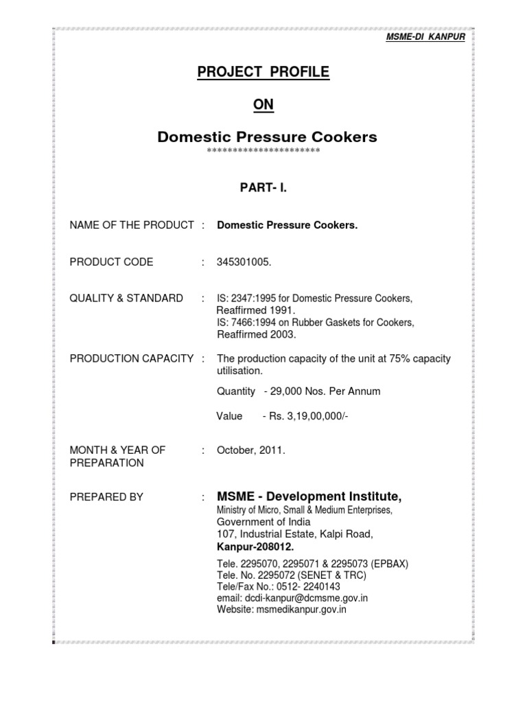 Domestic Pressure Cookers Market Analysis PDF Pressure Cooking