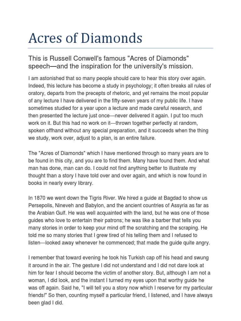 Acres Of Diamonds Invention Diamond