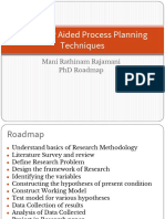 Computer Aided Process Planning Techniques: Mani Rathinam Rajamani PHD Roadmap