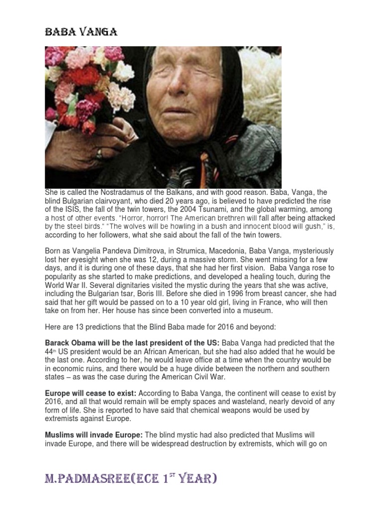 Baba Vanga M Padmasree Ece 1 Year Pdf