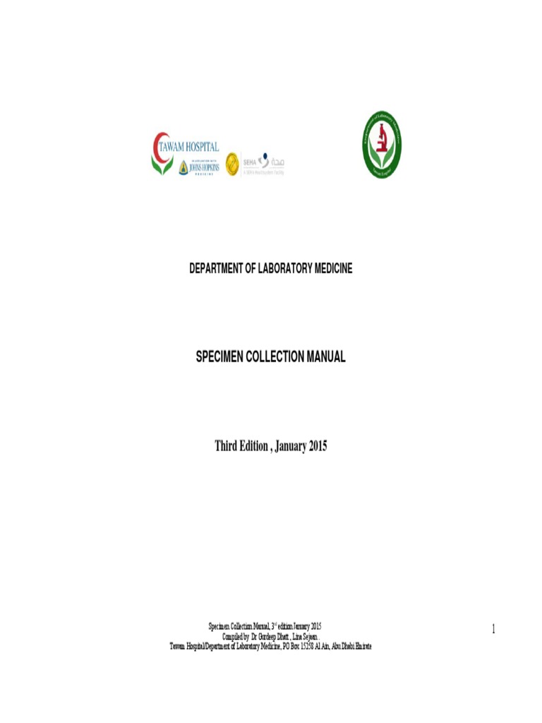 Specimen Collection Manual January 2015 | PDF | Medical Laboratory ...
