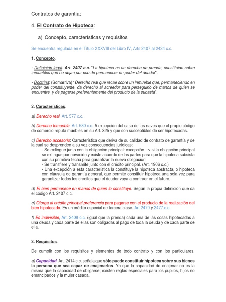 Contratos de Hipoteca Resumen Derecho Civil