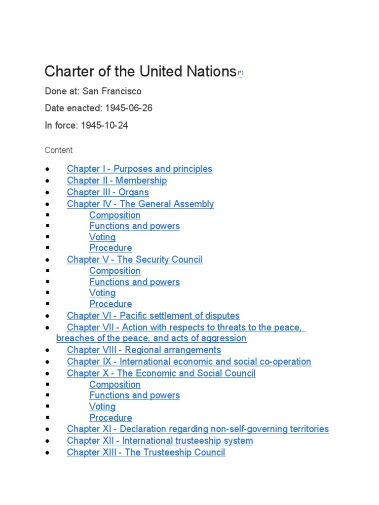 United Nations Charter Overview | PDF | United Nations General Assembly ...