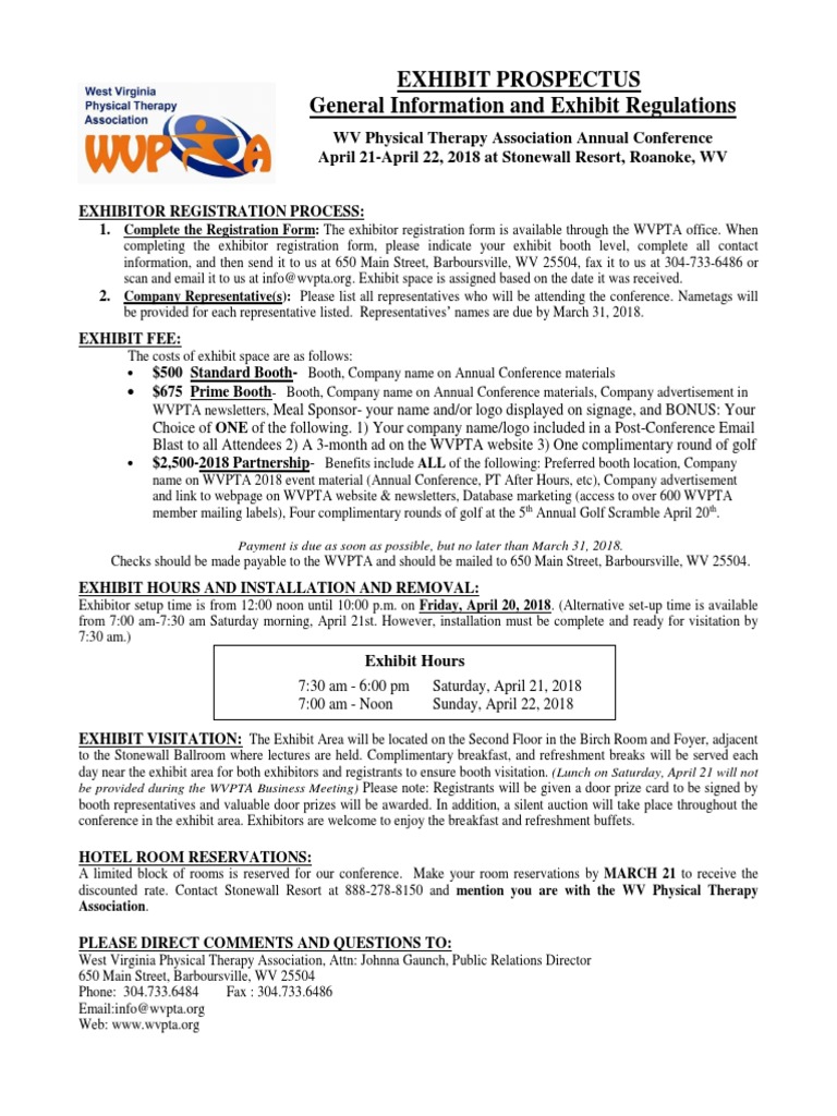Wvpta Exhibitor Contract 2018 PDF Service Industries Computing