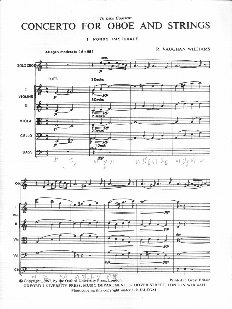 Vaughan Williams Oboe Concerto (Score)