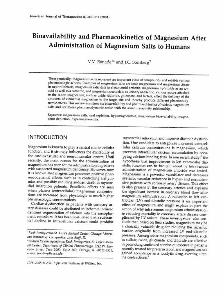 Bioavailability of MG PDF Magnesium Ischemia