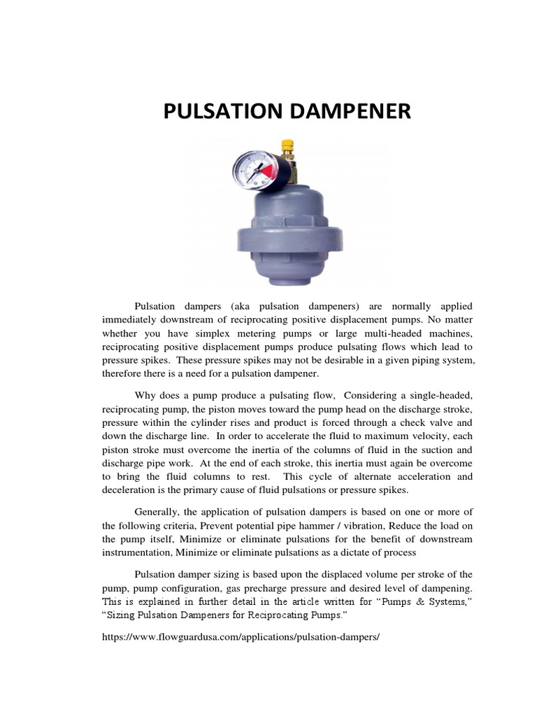 Pulsation Dampener | PDF