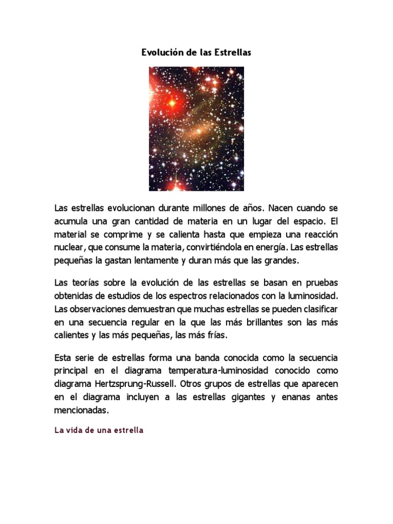 La Evolución de Las Estrellas