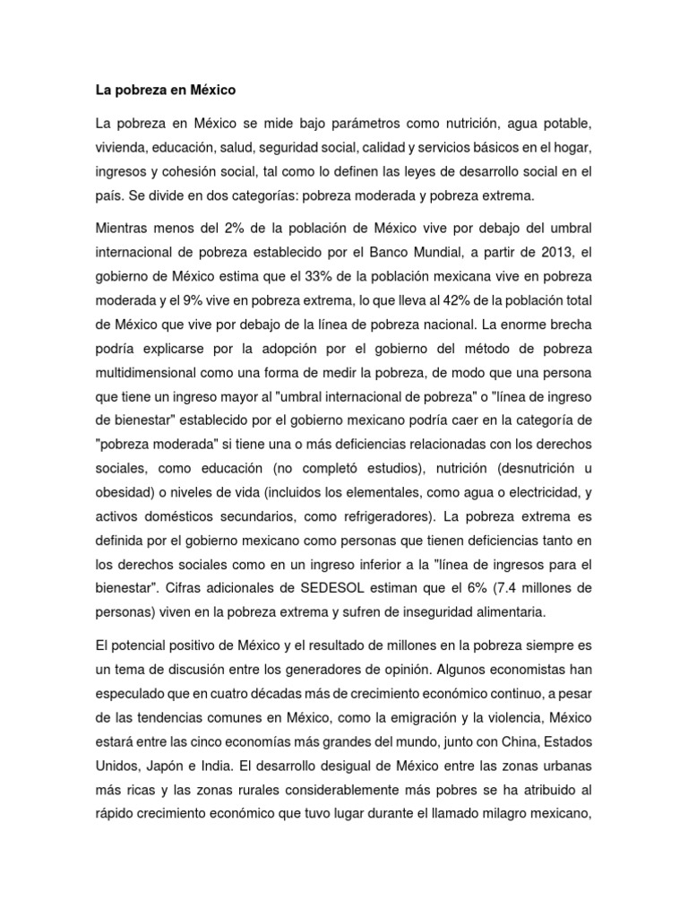 Pobreza en México: Causas y Estadísticas | PDF | Desigualdad social ...