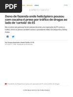 Dono de Fazenda Onde Helicóptero Pousou Com Cocaína é Preso Por Tráfico de Drogas Ao Lado de 'Cartola' Do ES _ Espírito Santo _ G1