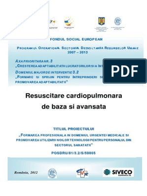 Manual Resuscitare Cardiopulmonara de Baza Si Avansata Diana Cimpoesu, Petris | PDF