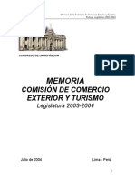 Memoria de la Comisión de Comercio Exterior y Turismo 2003-2004