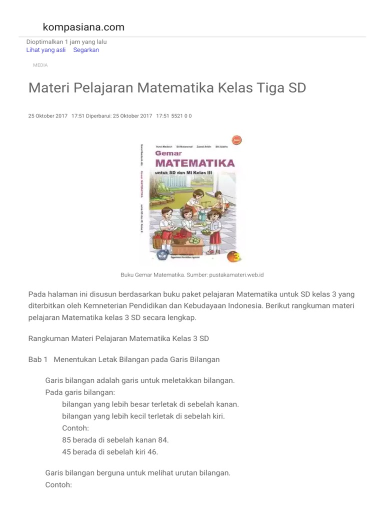 Materi Matematika Kelas 3 SD Semester 1 | PDF | Metode & Bahan Ajar