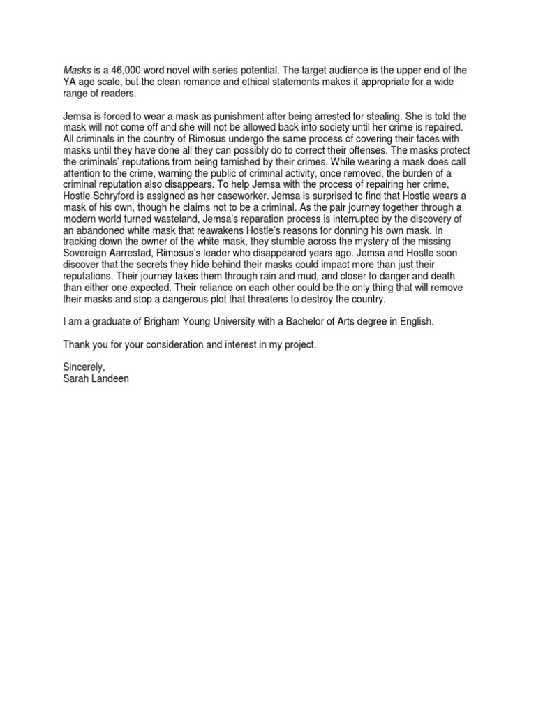 Masks Query Letter Portfolio | PDF