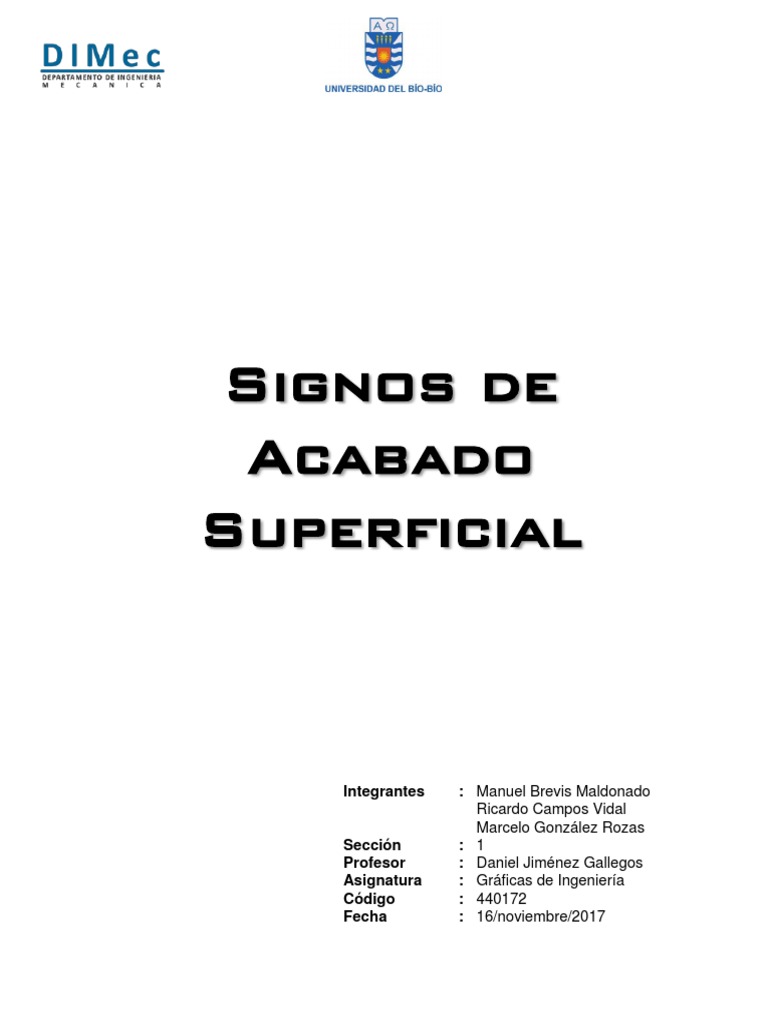 Signos de Acabado Superficial | PDF | Rugosidad de la superficie ...