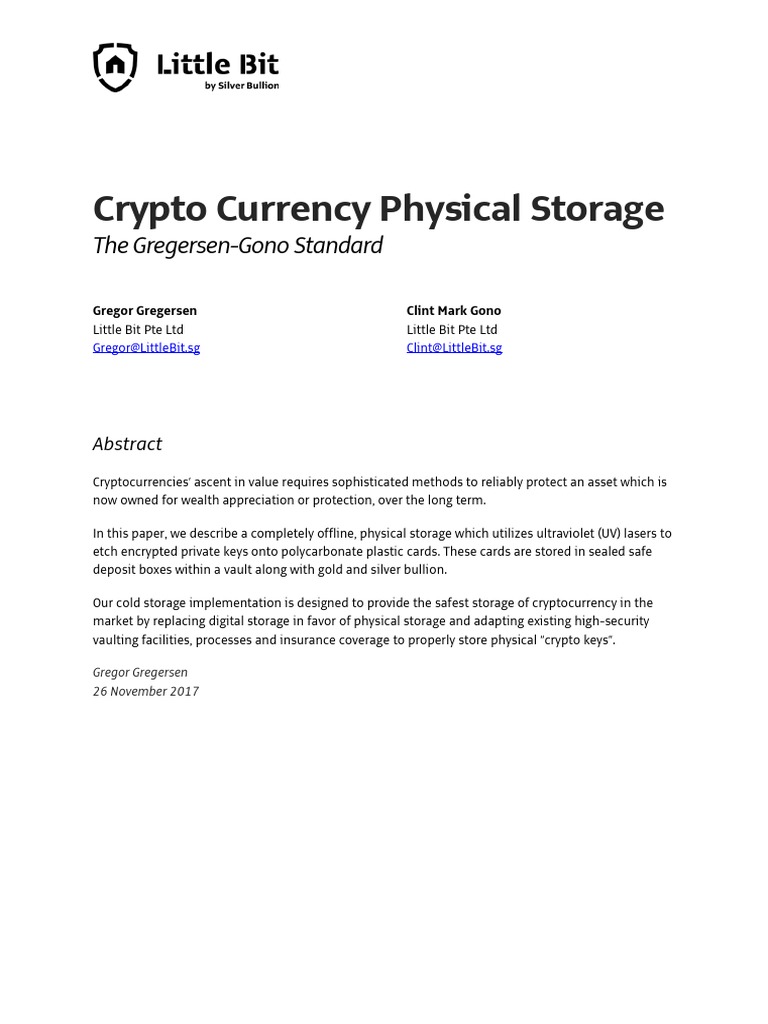 Crypto Currency Physical Storage Whitepaper | PDF | Bitcoin | Public Key  Cryptography