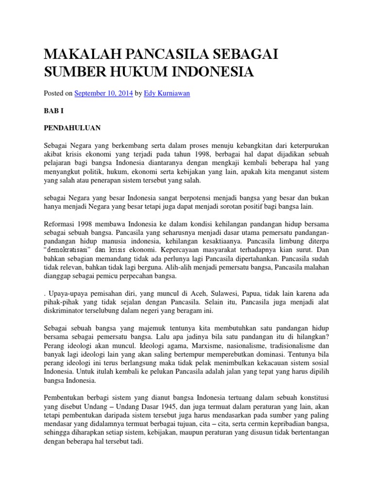 Makalah Pancasila Sebagai Sumber Hukum