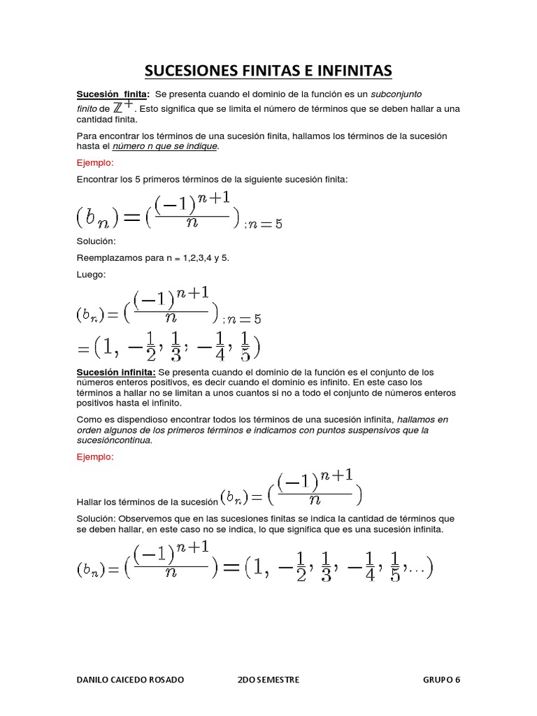 Sucesiones Finitas e Infinitas | PDF | Integral | Cálculo