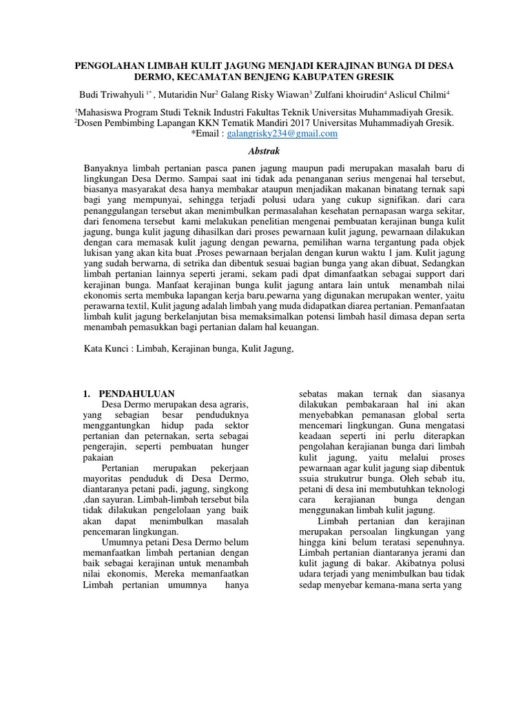 Pengolahan Limbah Kulit Jagung Menjadi Kerajinan Lukisan Di