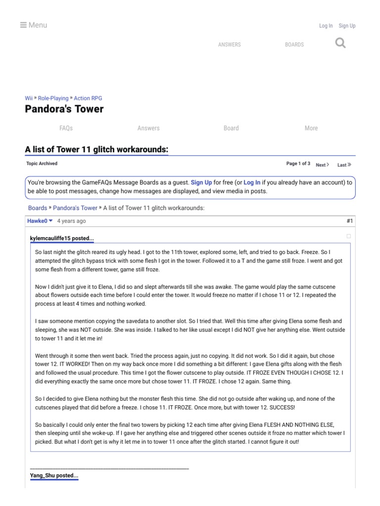 A List of Tower 11 Glitch Workarounds Pandora's Tower Message Board