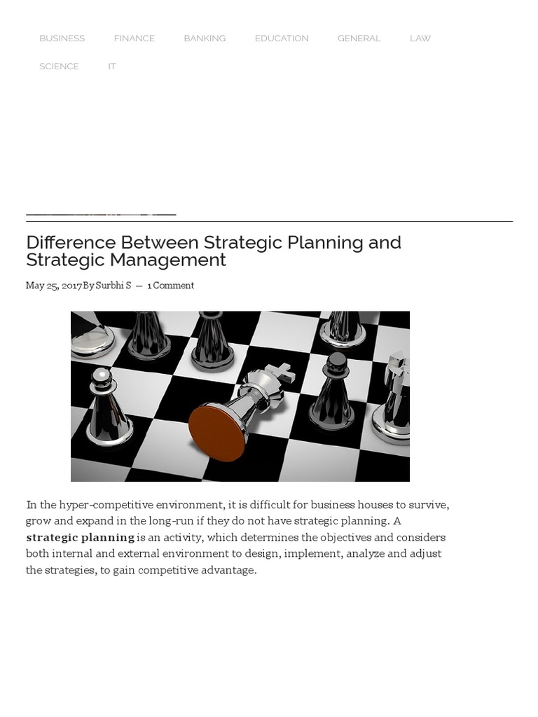 Difference Between Strategic Planning And Strategic Management With