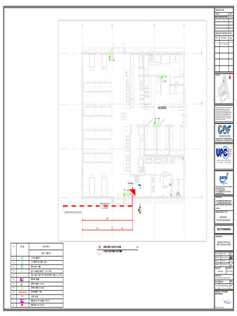 01 Ground Floor Plan Fire Fighting System: Issued For | PDF | Science ...