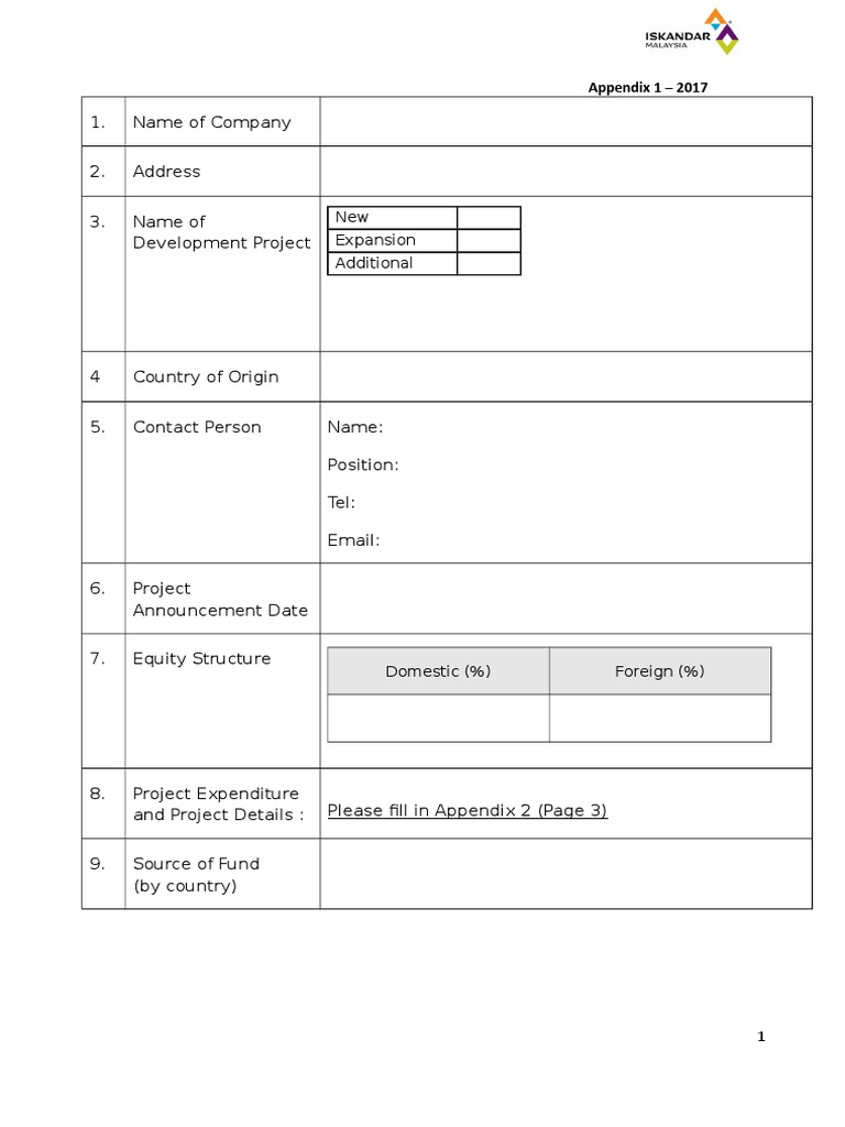 2017 Company Project Details Form | PDF