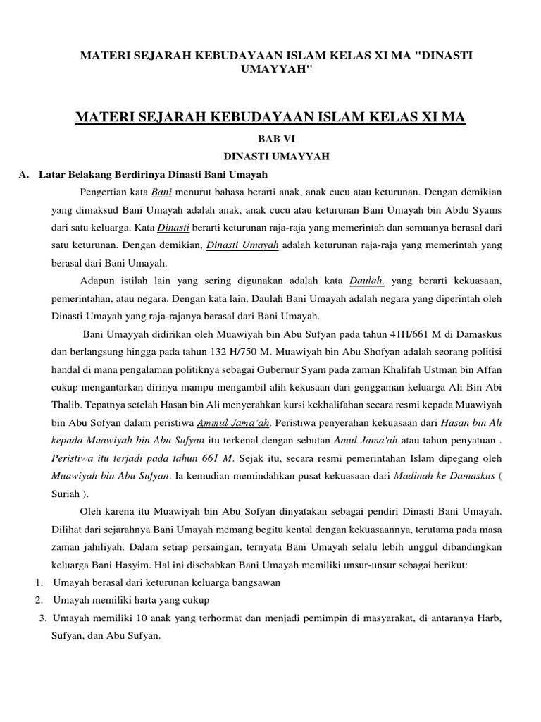 Materi Sejarah Kebudayaan Islam Kelas Xi Ma