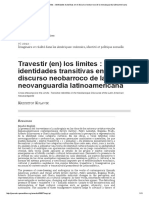 Travestir (En) Los Límites - Identidades Transitivas en El Discurso Neobarroco de La Neovanguardia Latinoamericana