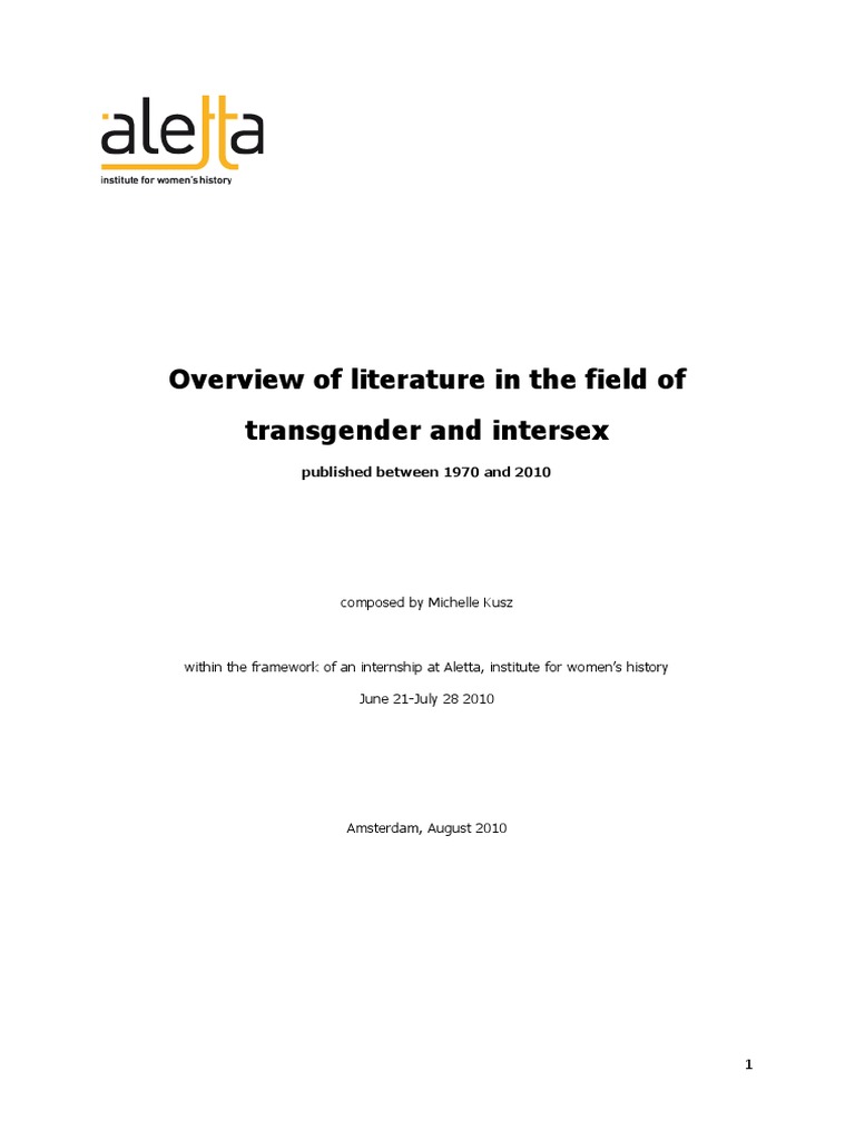 Intersexuality in Literature: 1970-2010 | PDF | LGBTQIA+ Studies ...