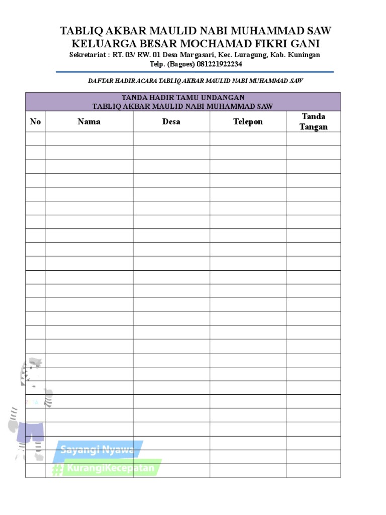 Daftar Hadir Undangan Umum